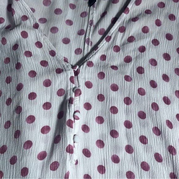 Lane Bryant popover Top vacation cruise Polka Dot Shirt Gauzy Flutter Sleeve 24 - Picture 3 of 13
